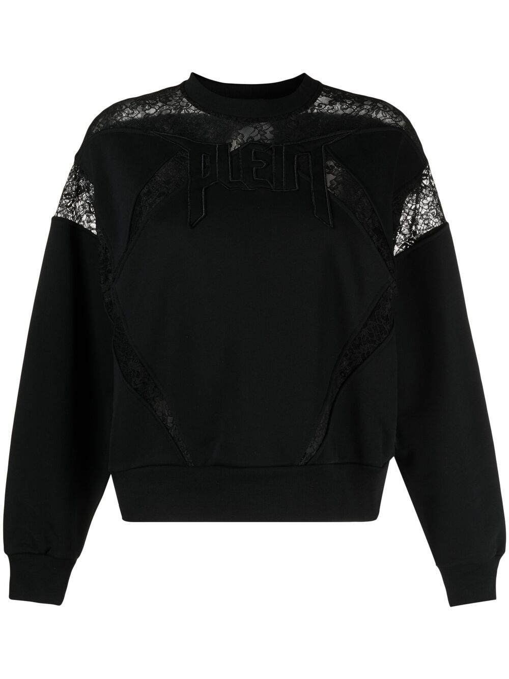 lace-panelled logo sweatshirt - 1