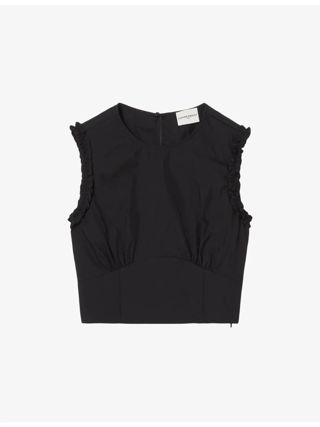 Sleeveless Cropped Cotton-Blend Top - 1