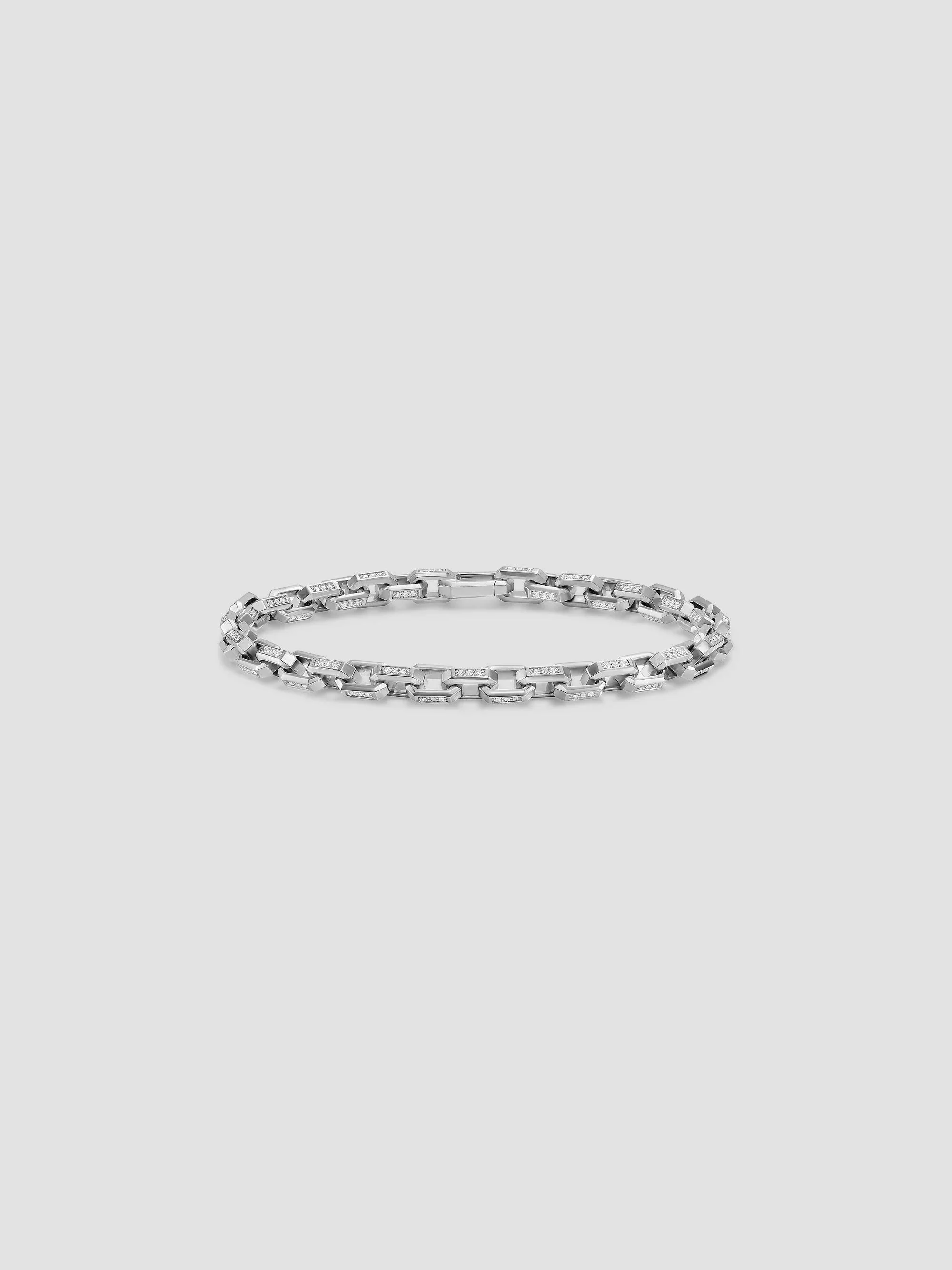Men's Streamline Link Bracelet in Sterling Silver - Diamond - 1