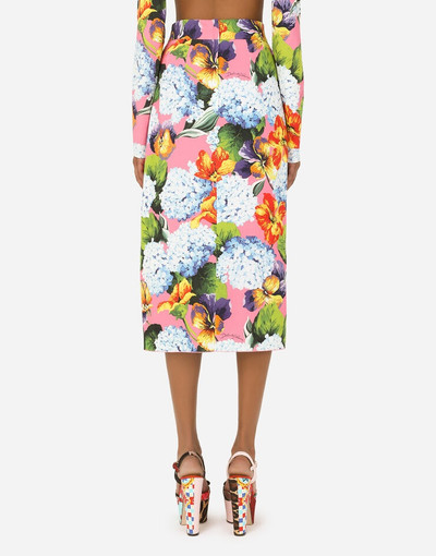 Dolce & Gabbana Hydrangea-print cady pencil skirt outlook