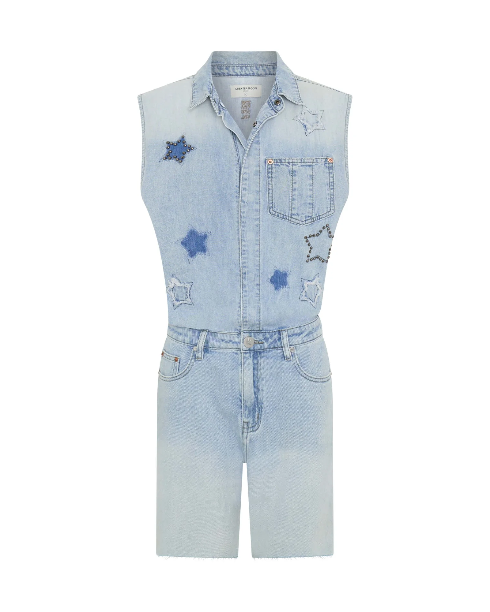 Jackson Boyfriend Mini Denim Jumpsuit - Soft Blue - 1