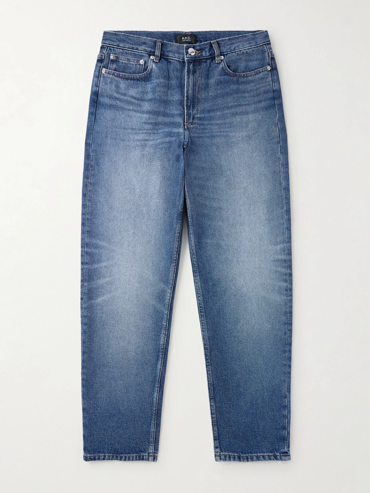 Martin Straight-Leg Cropped Stonewashed Jeans Blue - 1