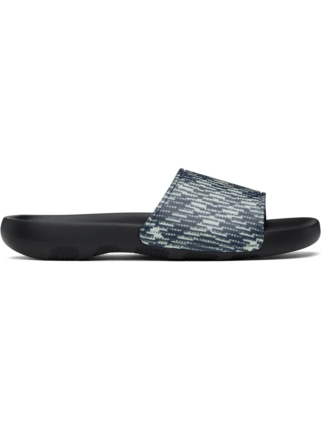 Black & Off-White Check Dive Slides - 1