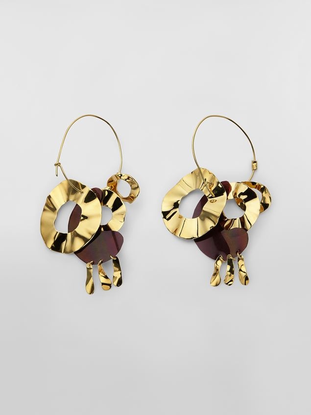 AIR EARRINGS IN BRASS WITH WAVY DISKS - 3