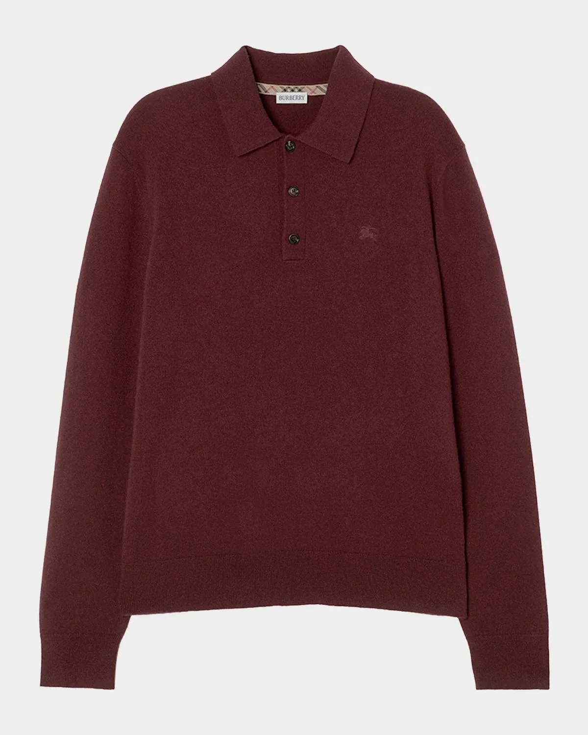 Logo Cashmere-Blend Long-Sleeve Polo Shirt - 1