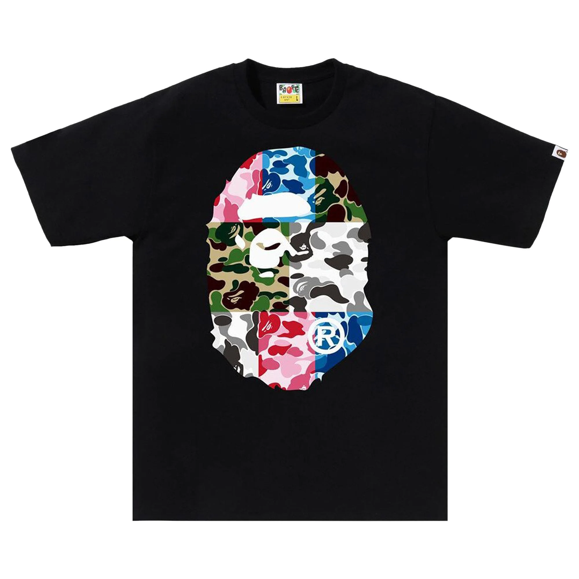 BAPE ABC Camo Crazy Big Ape Head Tee 'Black' - 1