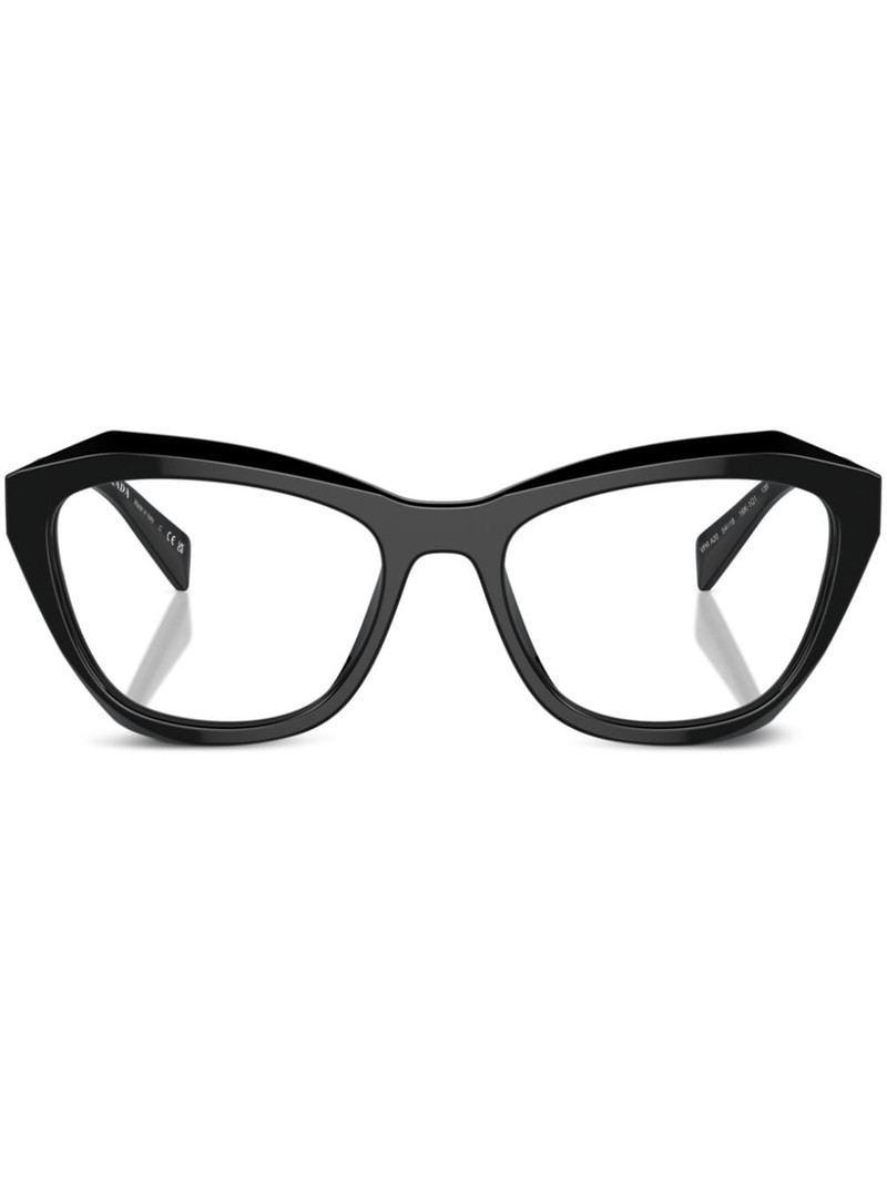 logo-engraved geometric-frame glasses 1