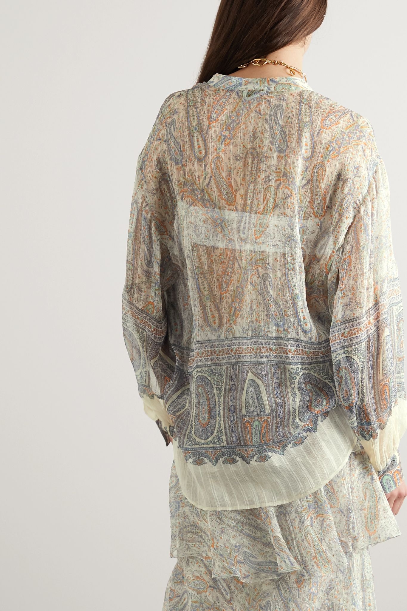 Paisley-print silk-crepon blouse - 4