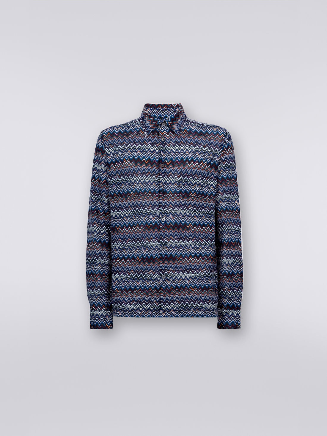 Long-sleeved shirt in cotton and viscose chevron - 1