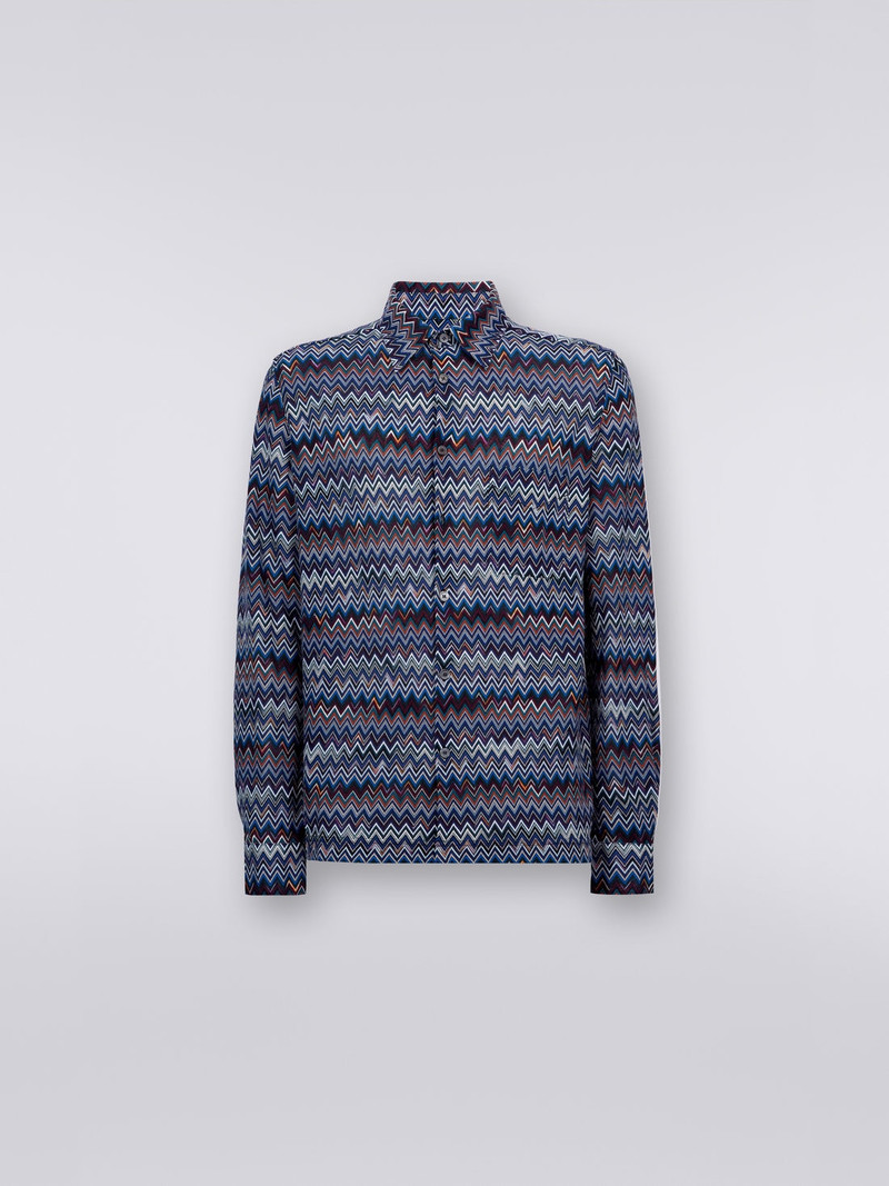 Long-sleeved shirt in cotton and viscose chevron 1
