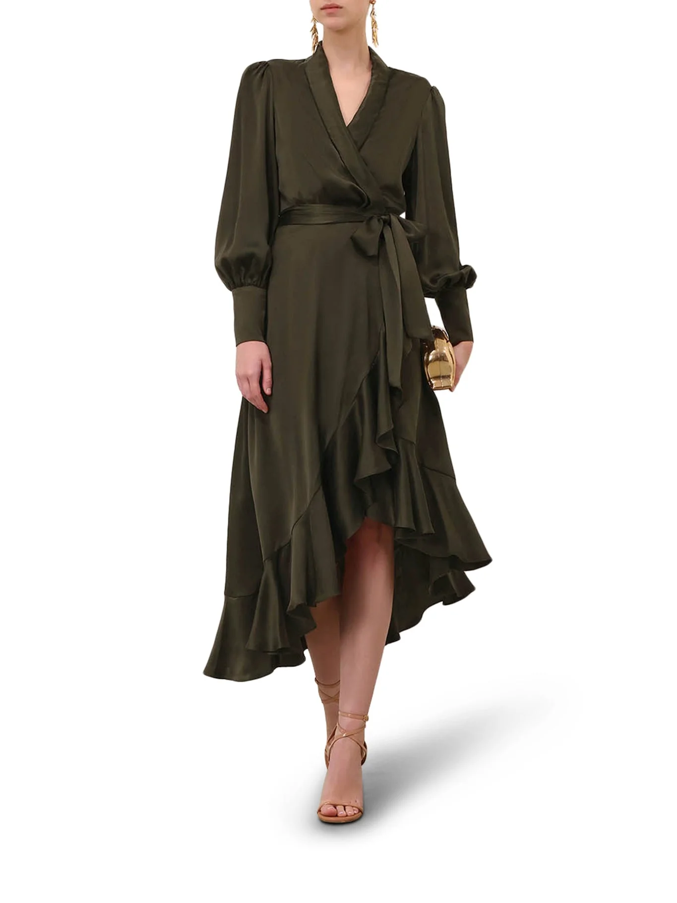 SILK WRAP MIDI DRESS - 1