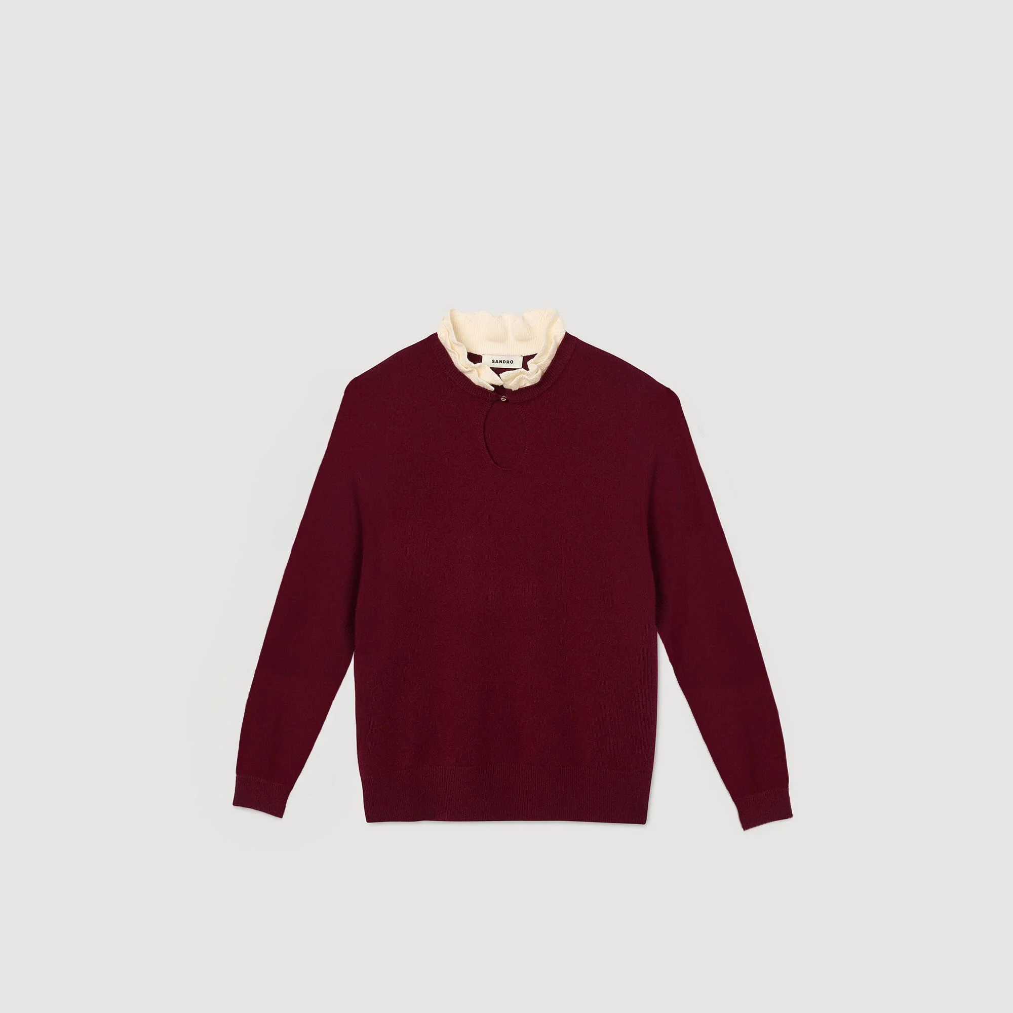 RUFFLED-NECK SWEATER - 1