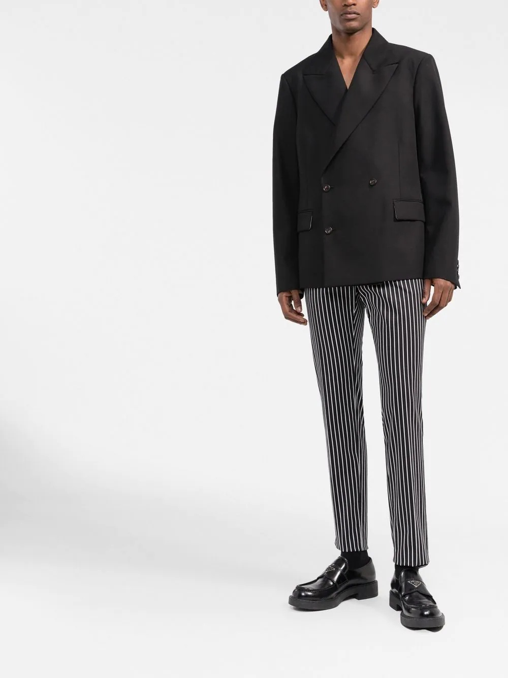 pinstripe-pattern tapered trousers - 2