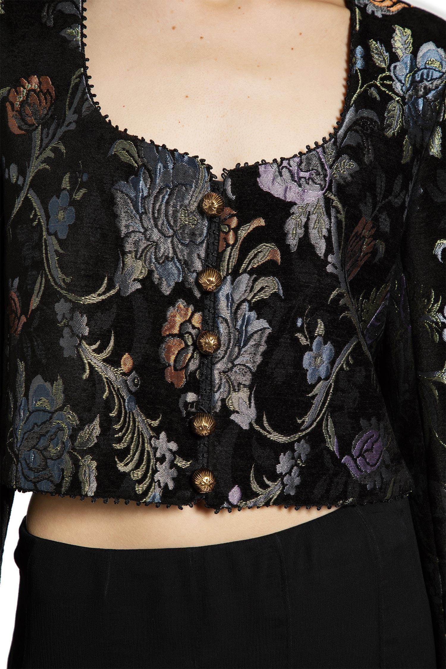 Cropped Spencer Jacket In Brocade - 5