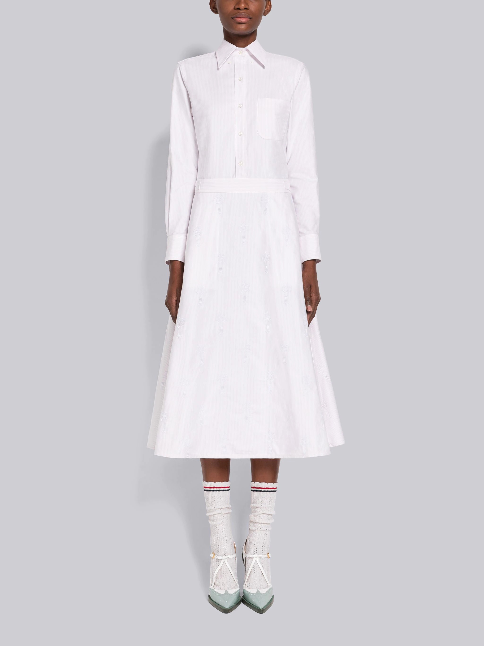 University Stripe Oxford A-Line Lobster Shirtdress - 1