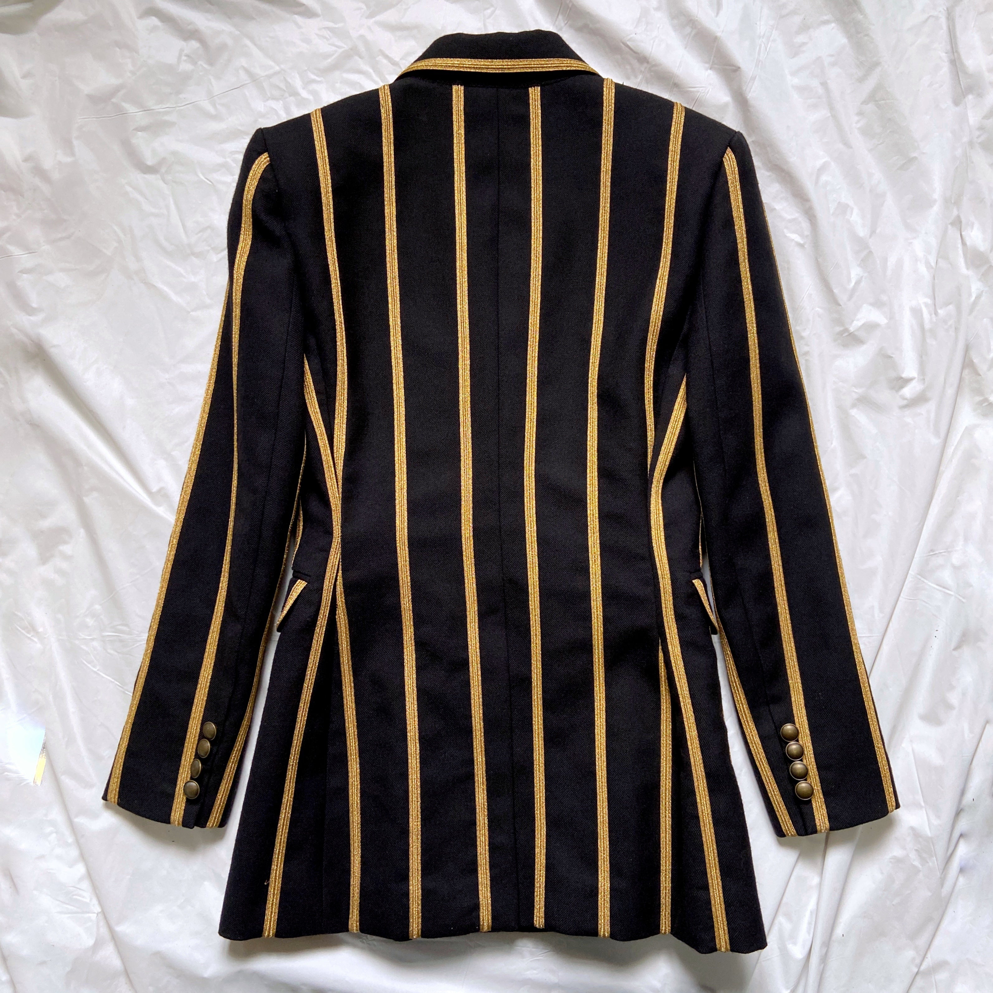 Saint Laurent Spring 2019 Metalica Gold Striped Double-Breasted Blazer 36 - 9