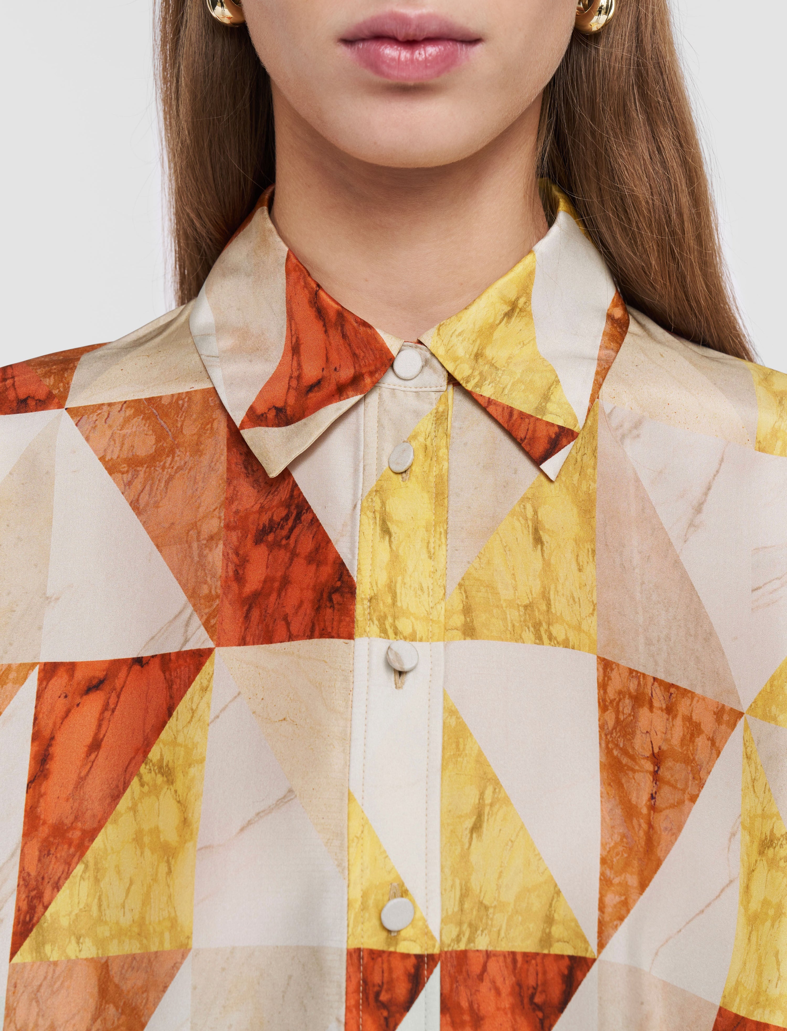Arcole Marble Print Silk Shirt - 5