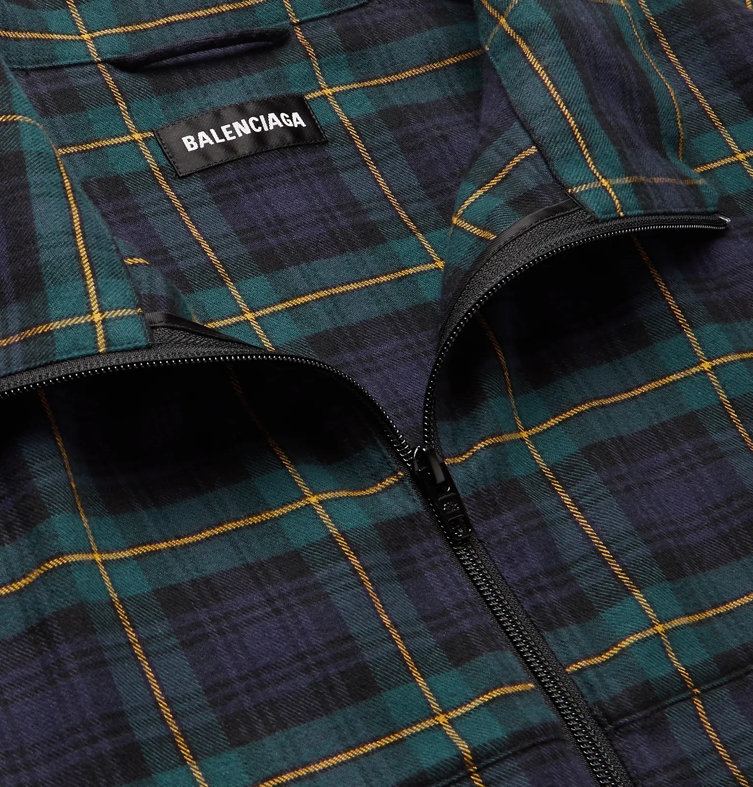 Oversized Logo-Embroidered Checked Cotton-Flannel Track Jacket - 6