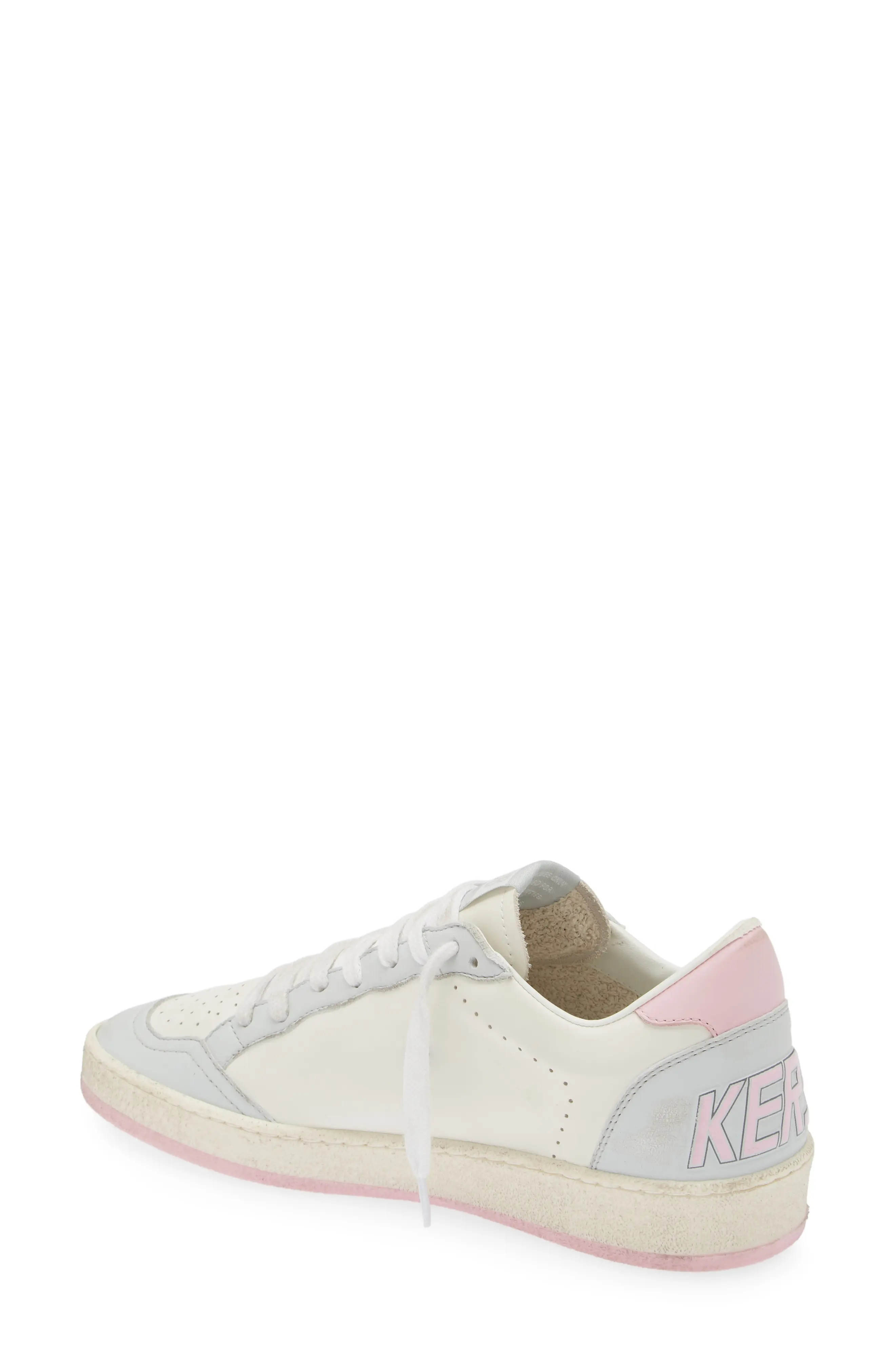 Ball Star Low Top Sneaker in White/Silver/Pink - 2