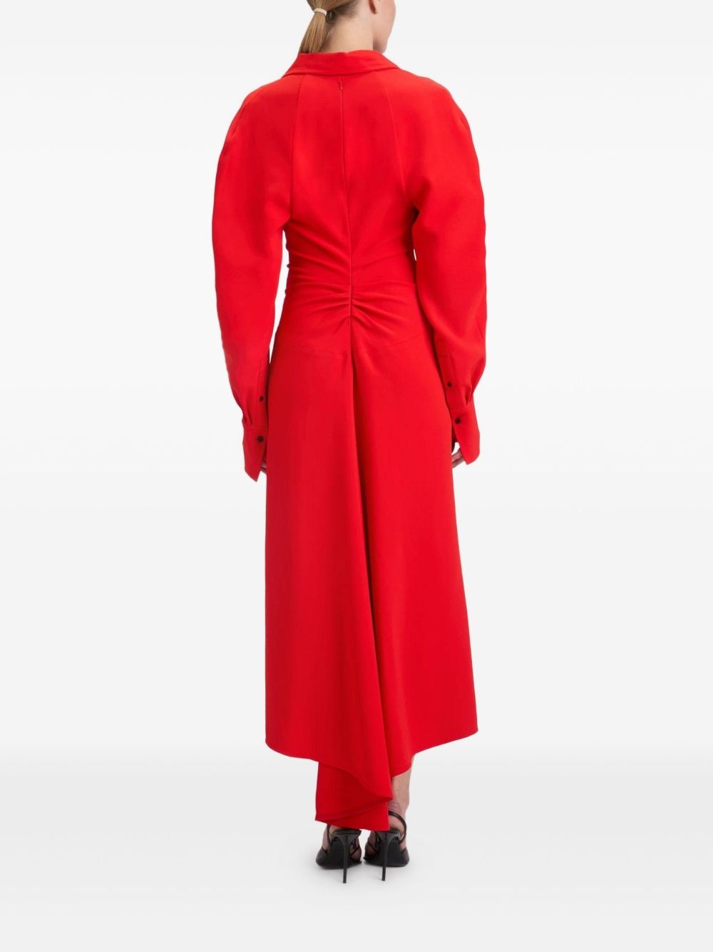 long-sleeve polo-collar midi dress - 4