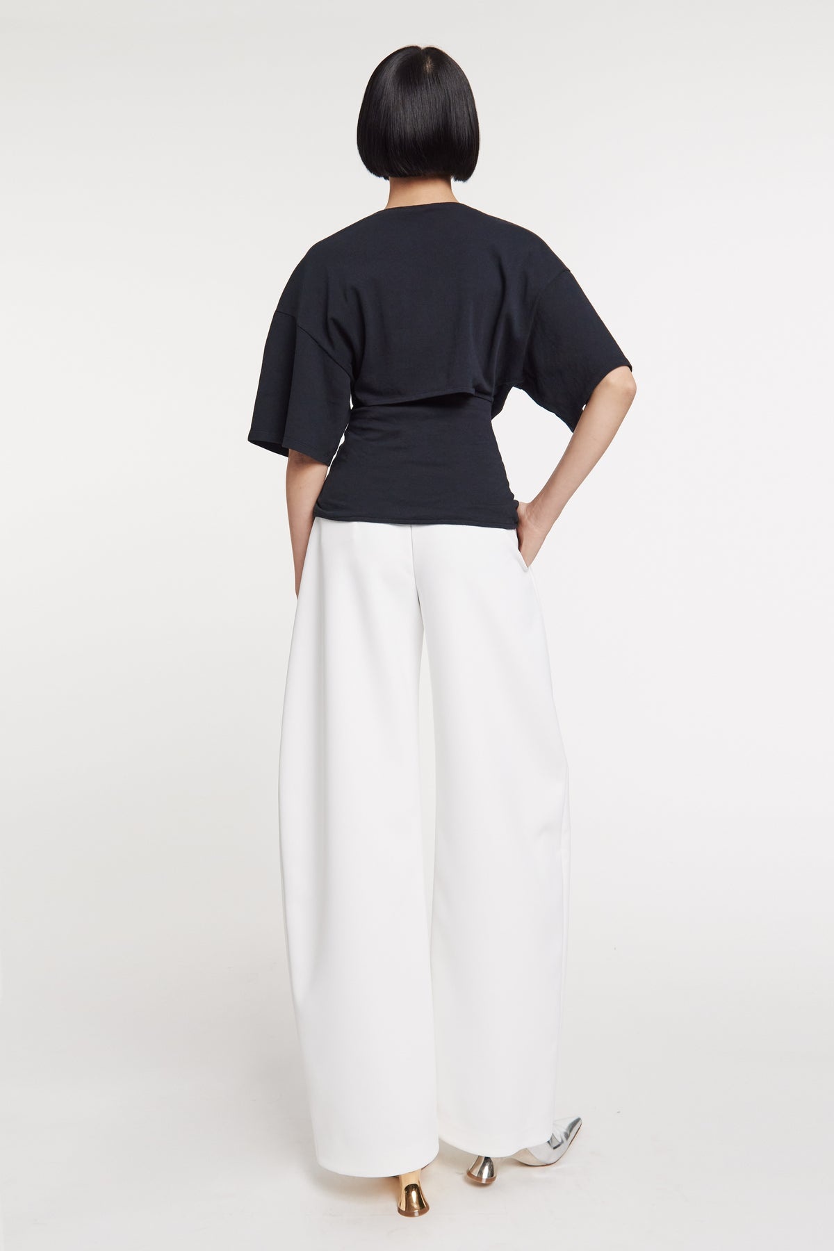 ROUNDED TAILORED TROUSERS WHITE - 4