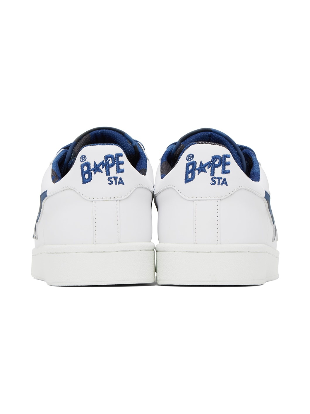 White & Navy Skull Sta Sneakers - 2