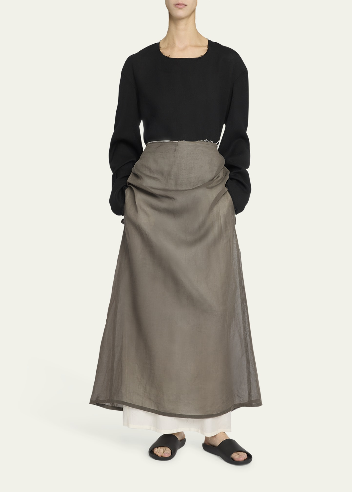 Cattaleya Raw-Edge Long-Sleeve Wool Top - 2