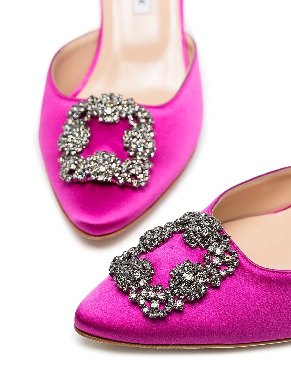 Hangisi 70mm crystal-embellished satin mules - 2