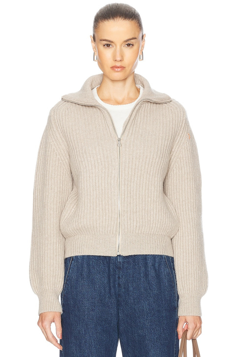 &DAUGHTER Beige Rib Zip Jacket outlook