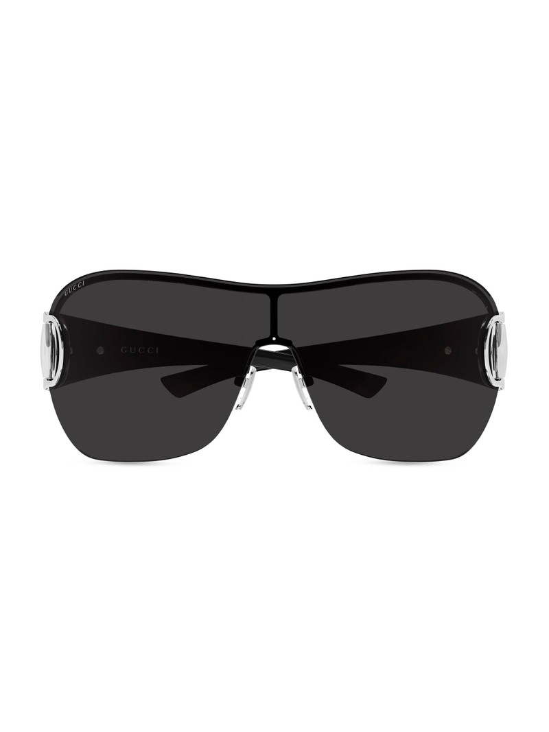Men's Rimless Mask Sunglasses - Silver Black 1