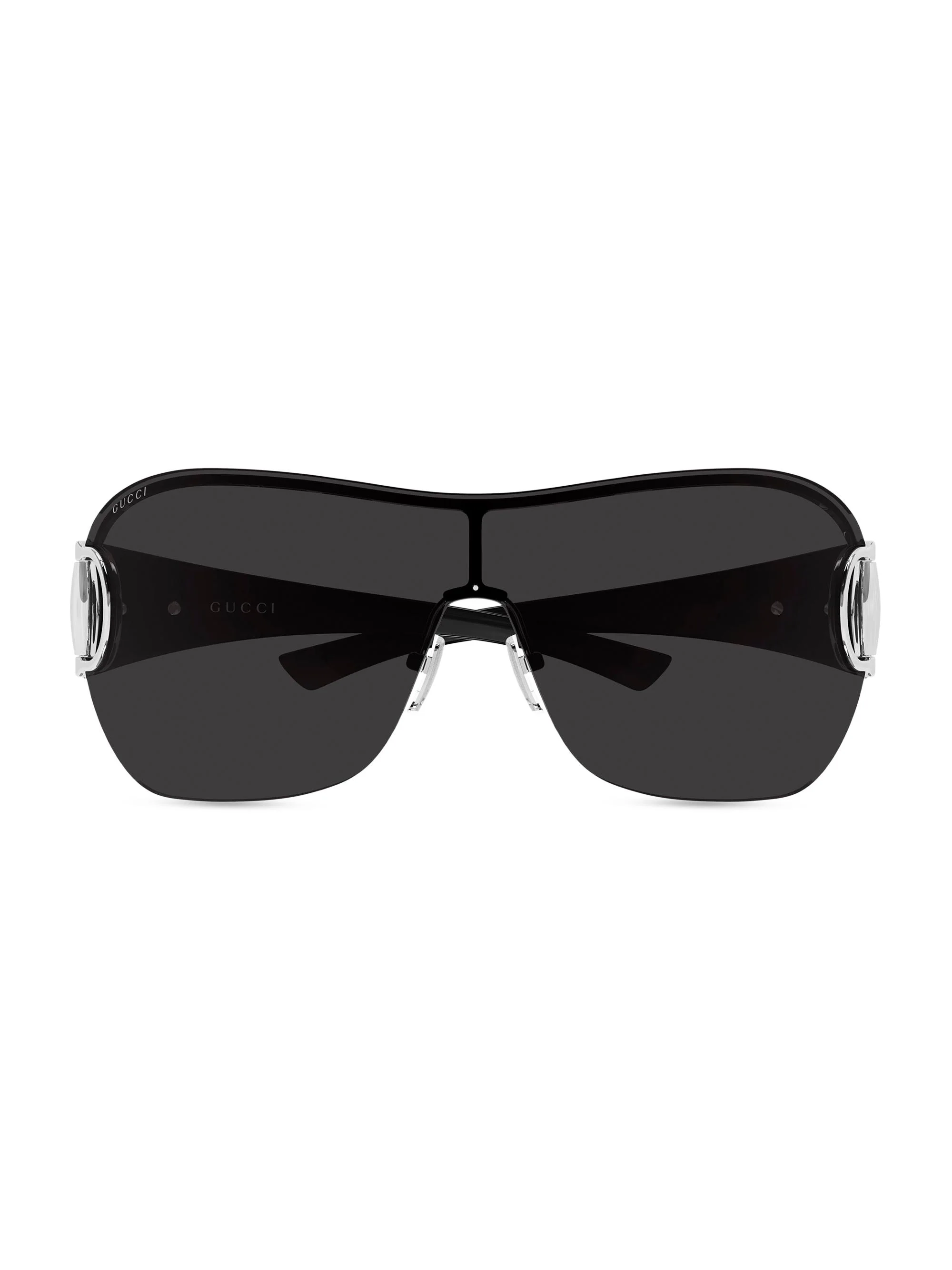 Men's Rimless Mask Sunglasses - Silver Black - 1