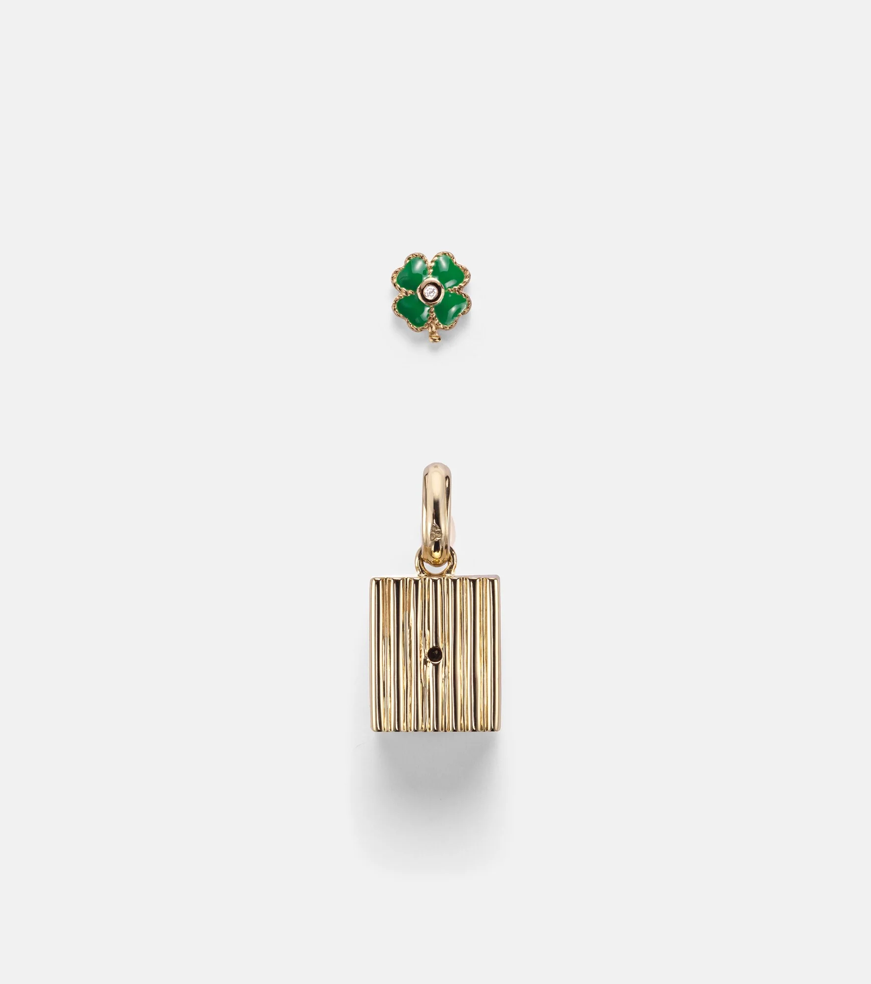 Trèfle and Le Cubo 9kt gold and enamel single earring and pendant set with diamonds - 1