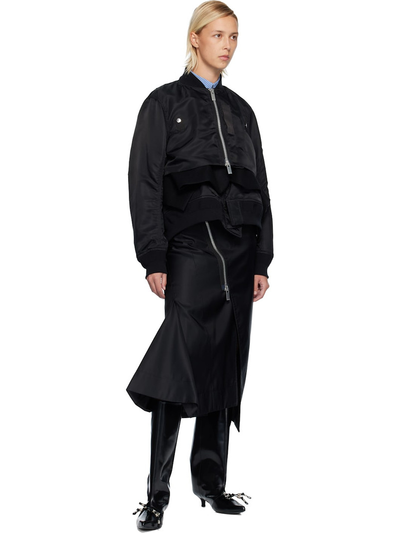 sacai Black Nylon Twill & Wool Melton Blouson Jacket outlook