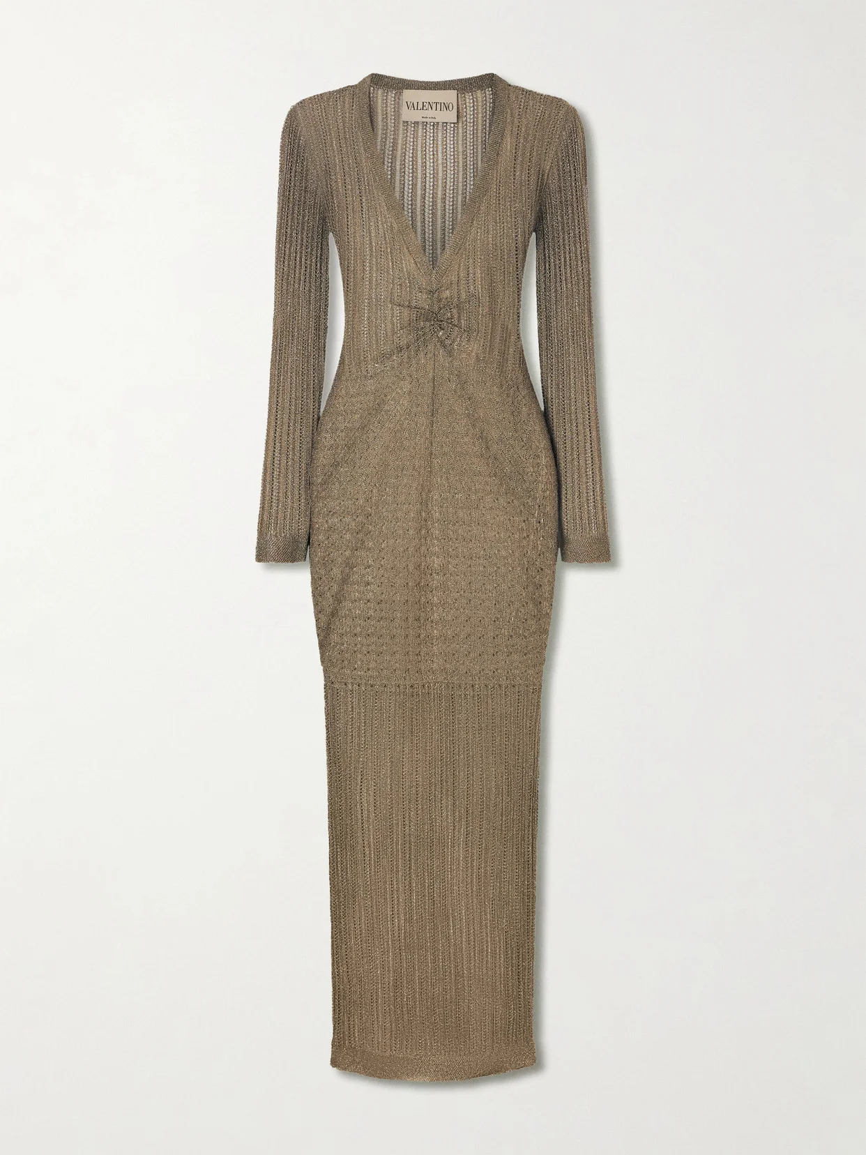 Metallic Pointelle-knit Midi Dress - 1