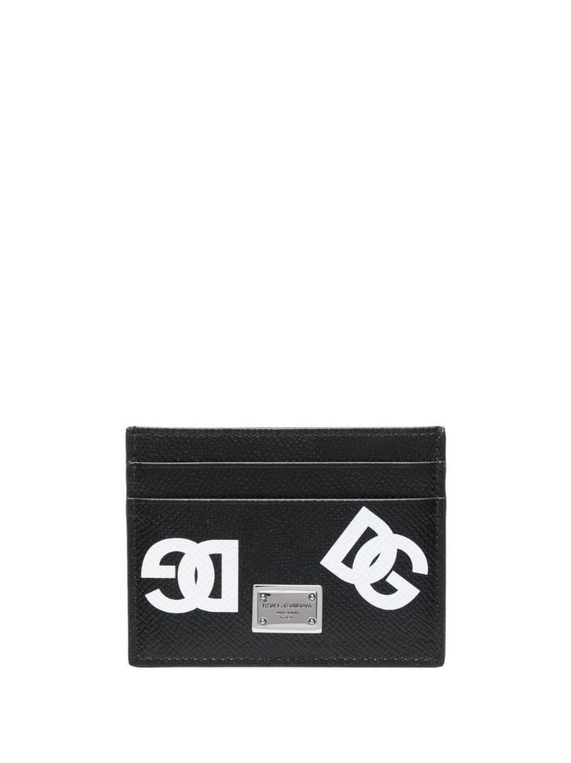 logo print leather cardholder - 1