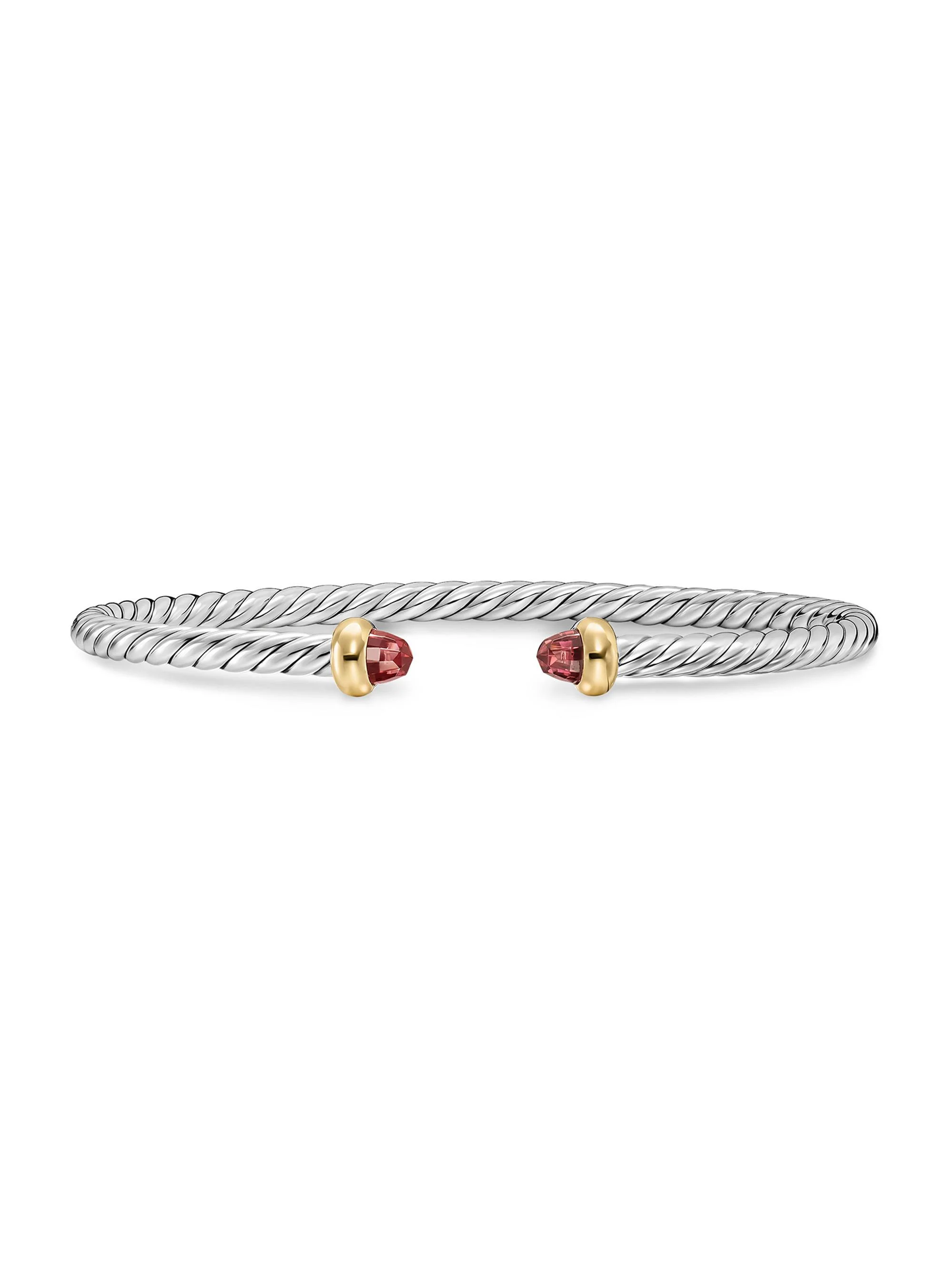 Women's Micro Cable Flex Teen Bracelet in Sterling Silver - Rhodolite Garnet - 1