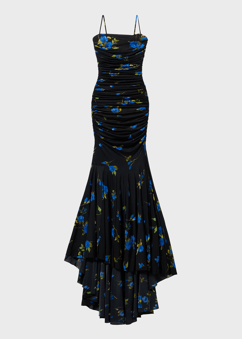 LONG DRESS IN FLOWER PRINT JERSEY - 1
