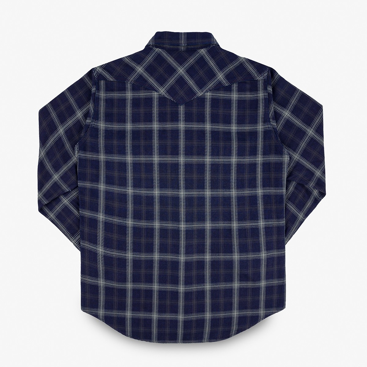 IHSH-411-BLK 9oz Selvedge Indigo Check Flannel Western Shirt - Black - 5