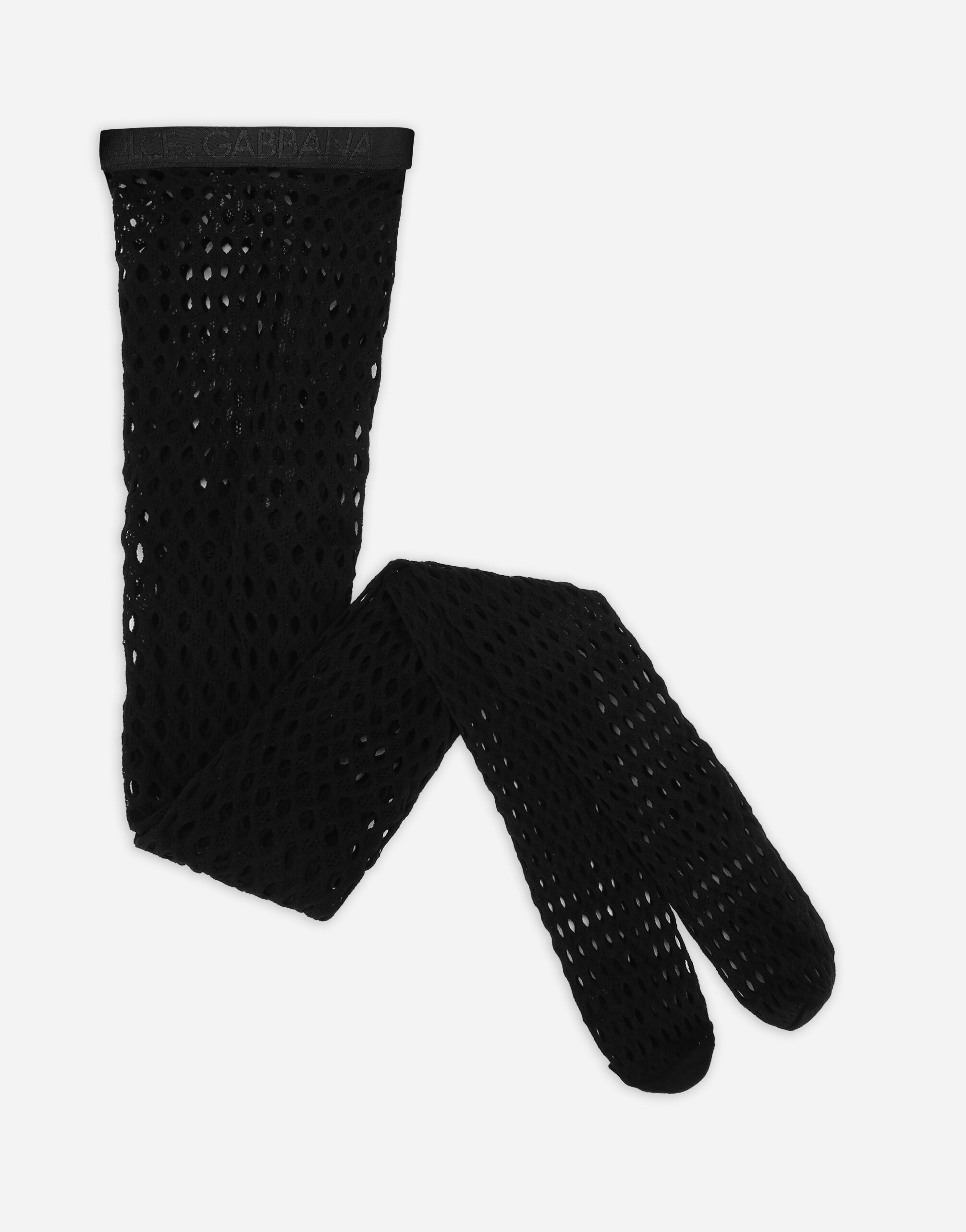 Mesh tights with branded elastic - 1