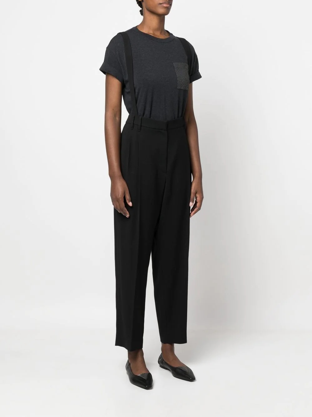 cropped brace-detail trousers - 3