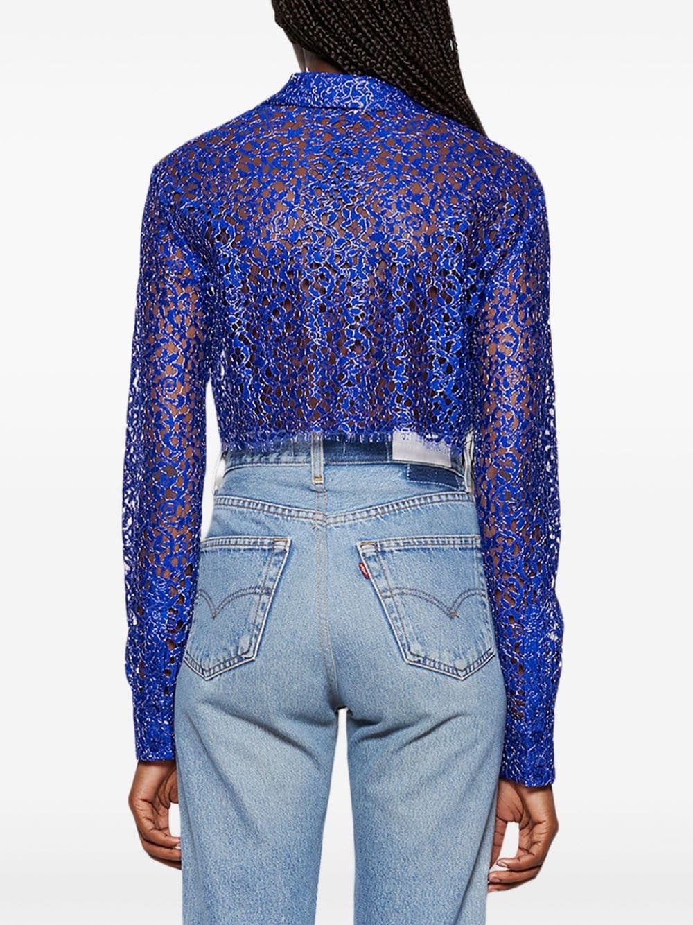 perforated cropped shirt - 4