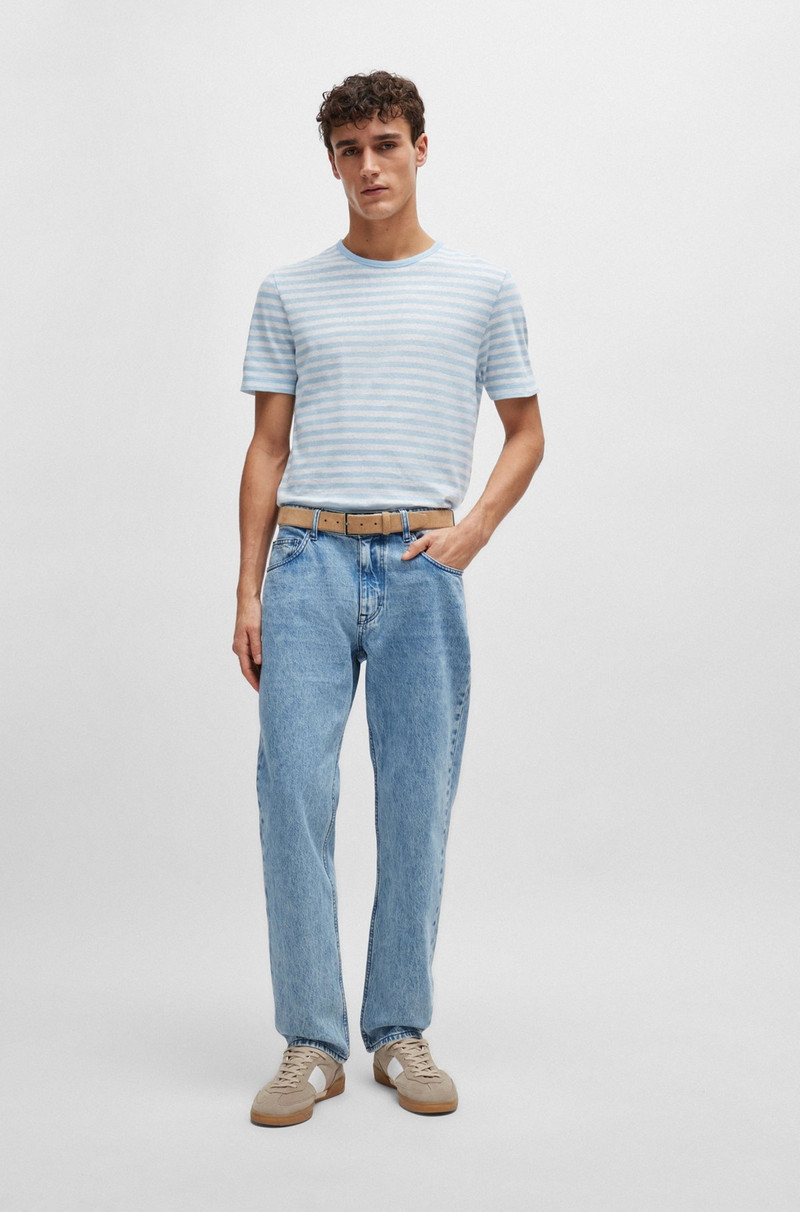 BOSS HORIZONTAL-STRIPE T-SHIRT IN COTTON AND LINEN outlook