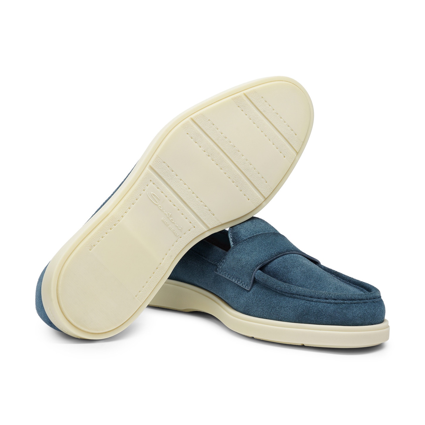 Men's light blue suede penny loafer - 4