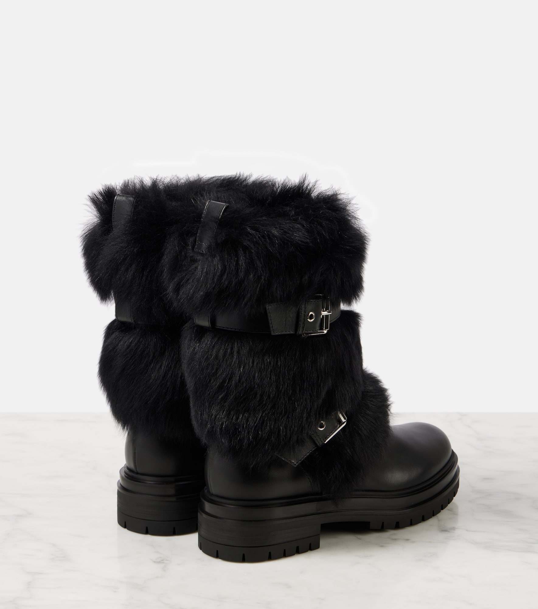 Maverick leather and shearling biker boots - 2
