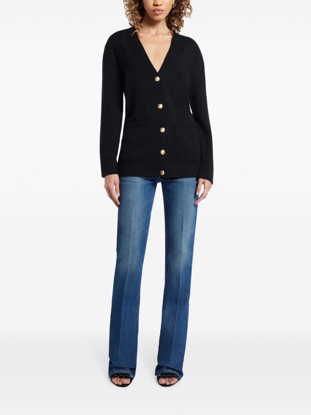 stonewashed flared jeans - 2