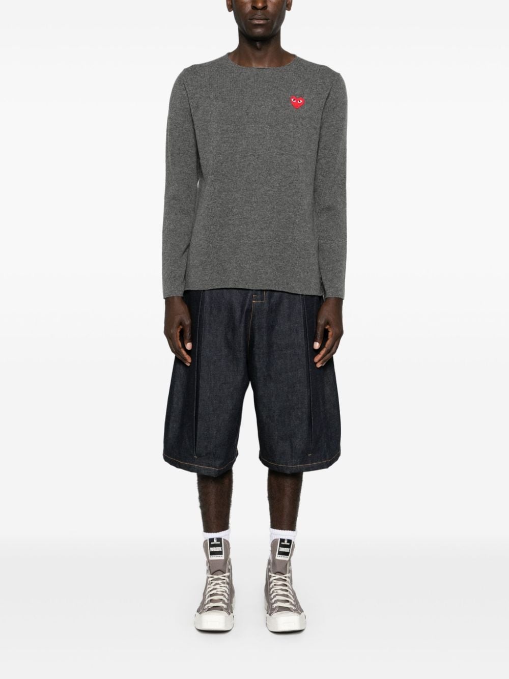 heart-patch wool jumper - 2
