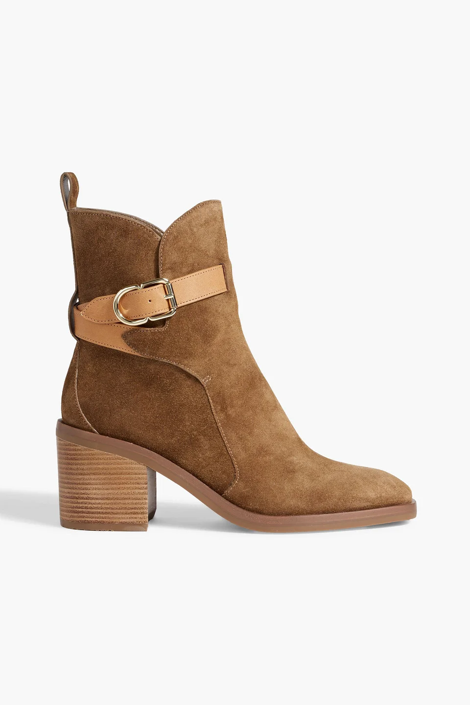 Alexa leather-trimmed suede ankle boots - 1