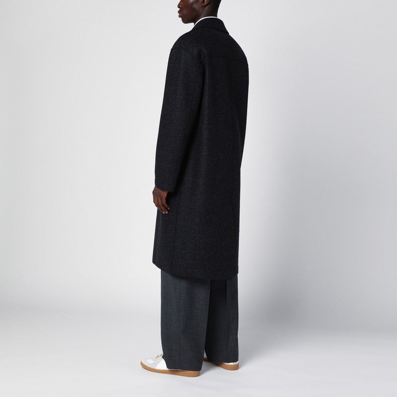ANTHRACITE GREY SINGLE-BREASTED WOOL COAT - 3