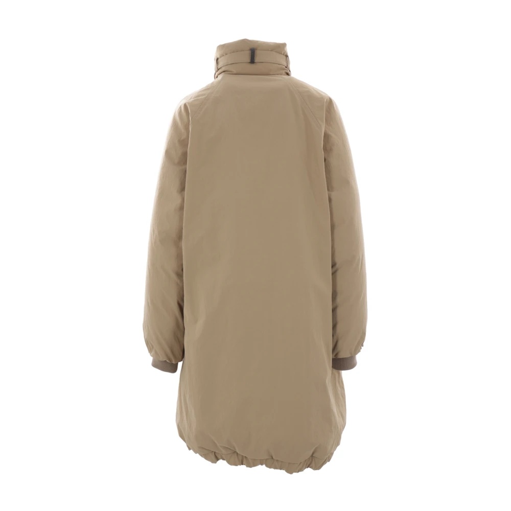 Brunello Cucinelli BEIGE NYLON DOWN JACKET WITH HIGH NECK