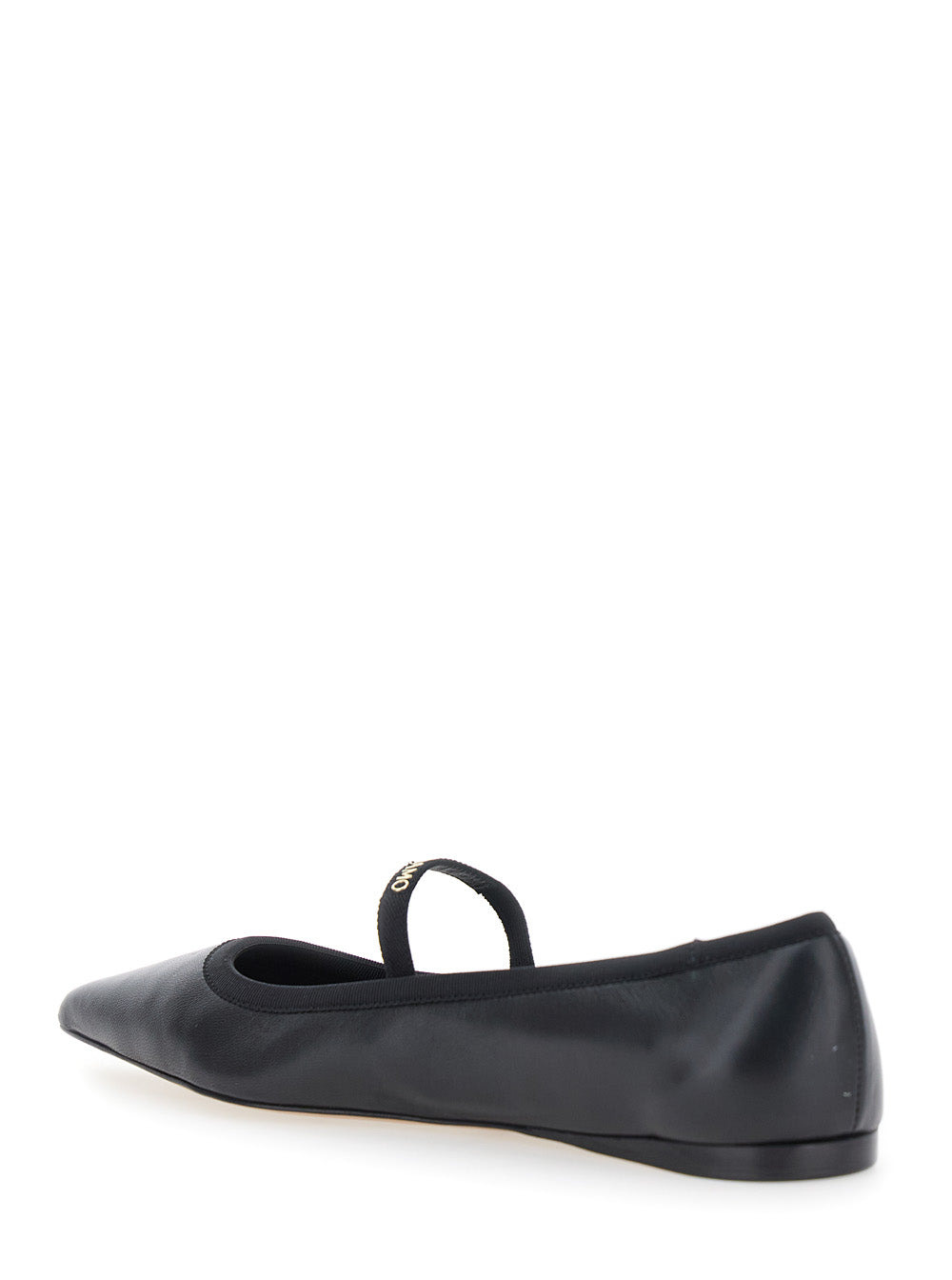 Ferragamo Women 'Carice' Black Ballet Shoes With Ribbon Detail And Logo Lettering On The Front In Le - 3